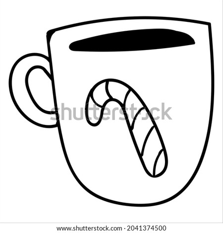A cup of hot tea, coffee, cocoa, chocolate, hand-drawn. Collection of New Year, Christmas. Vector illustration of doodles. Design for greeting cards, posters, stickers, prints, holiday decor.