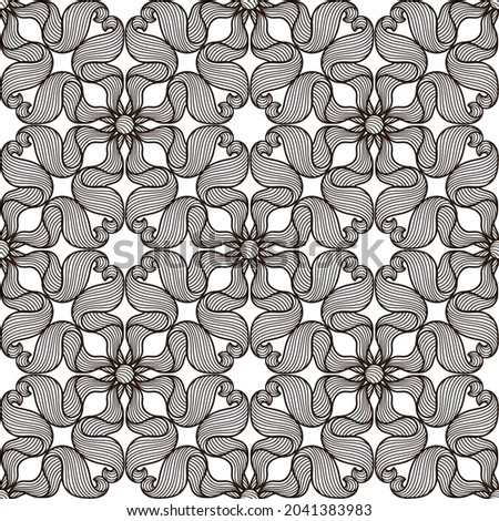 Ceramic tile seamless pattern with wave line curls. Mediterranean porcelain pottery.