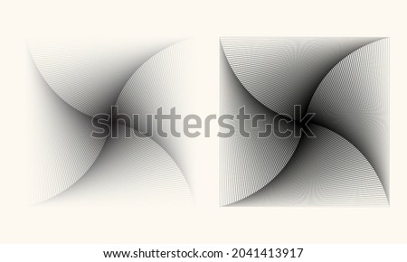 Rotating squares inside each other. Left illustration white to black, right black. Abstract geometric background or icon, or logo.