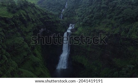 The Kune Falls is a waterfall at Lonavla in Pune district in the Indian state of Maharashtra. It is the 14th highest waterfall in India.  Royalty-Free Stock Photo #2041419191