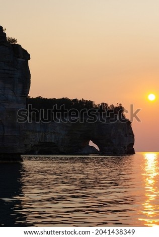 Sunset over sea arch in Pictured Rocks National Lakeshore