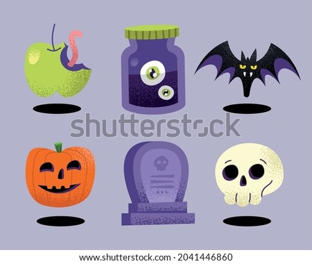 six halloween celebration set icons