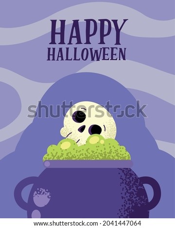 happy halloween celebration with cauldron