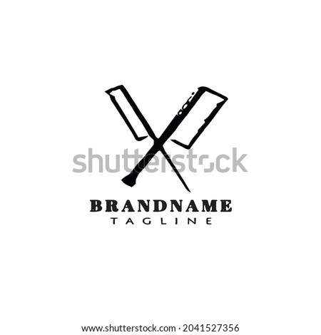 barber tools comb logo cartoon black icon design isolated modern vector illustration