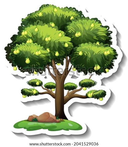 Pear tree sticker on white background illustration
