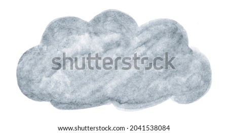 watercolor grey cloud, dark clouds, clip art cloud for children art concept
