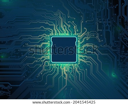 Printed circuit board, motherboard. Abstract technological background. Computer technology, processor, microchip. Artificial intelligence, big data. Futuristic vector design, cyber innovation concept Royalty-Free Stock Photo #2041545425