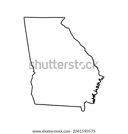 Outline map of Georgia white background. USA state,  vector map with contour.