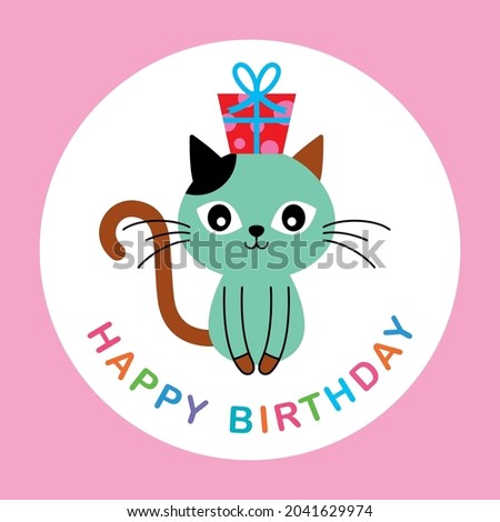 cute kitty cat happy birthday greeting card