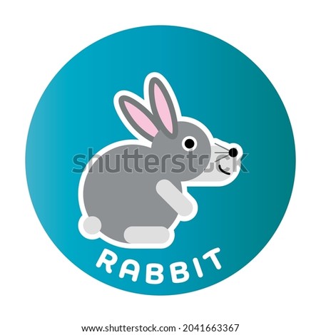 Happy Rabbit - funny cartoon animal. Children character. Simple vector illustration with dropped shadow.
