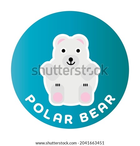 Happy Polar Bear - funny cartoon animal. Children character. Simple vector illustration with dropped shadow.