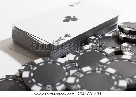 Poker cards stacked in a deck isolated on a white background