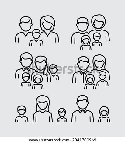 Family Avatar Characters Vector Line Icons  Royalty-Free Stock Photo #2041700969