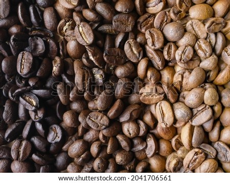 Different Types of Roasts Coffee Beans. light roasted, medium roasted and dark roasted Royalty-Free Stock Photo #2041706561
