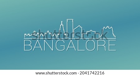 Bengaluru, Karnataka, India Skyline Linear Design. Flat City Illustration Minimal Clip Art. Background Gradient Travel Vector Icon.