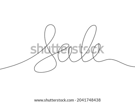One continuous line of word Sale. Hand drawn minimal sale icon, doodle single line selling symbol. Vector art design