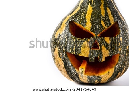Halloween green pumpkin isolated on white background
