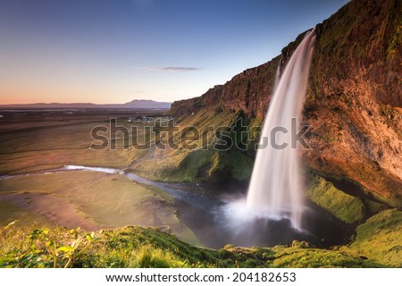 Seljalandsfoss Waterfall in South Iceland. / Seljalandsfoss Waterfall  Royalty-Free Stock Photo #204182653