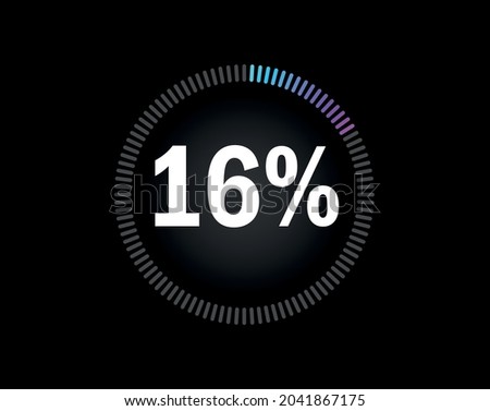 Percent circle diagram showing 16% - indicator with blue to pink gradient