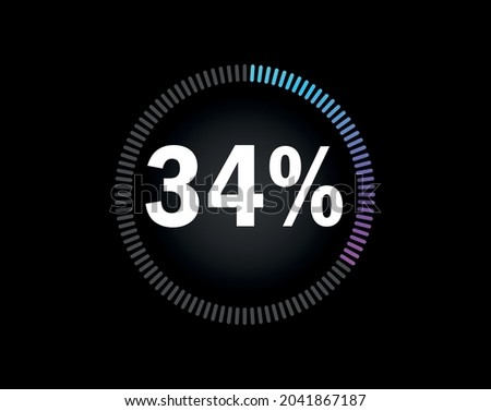Percent circle diagram showing 34% - indicator with blue to pink gradient