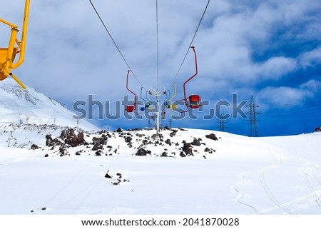 Elbrus. March 2021. Mount Elbrus in the snow in winter. alpine skiing sport winter. Mountain landscape