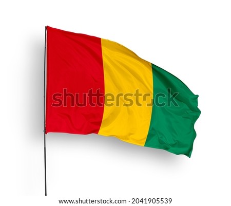 Guinea flag isolated on white background with clipping path.