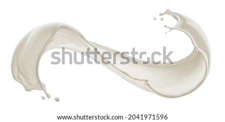 Milk splash isolated on white background Royalty-Free Stock Photo #2041971596