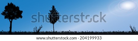Vector silhouette of nature along the beautiful days.