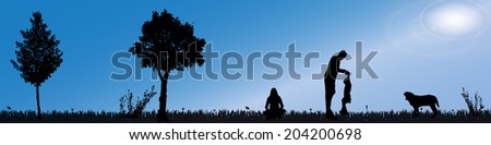 Vector silhouette of nature along the beautiful days.