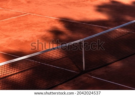 Orange tennis court net with shadows. Horizontal sport poster, greeting cards, headers, website