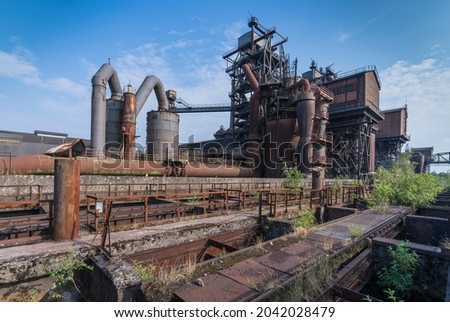 View of a historic blast furnace.