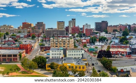 Portland, Maine, USA downtown cityscape in the afternoon.