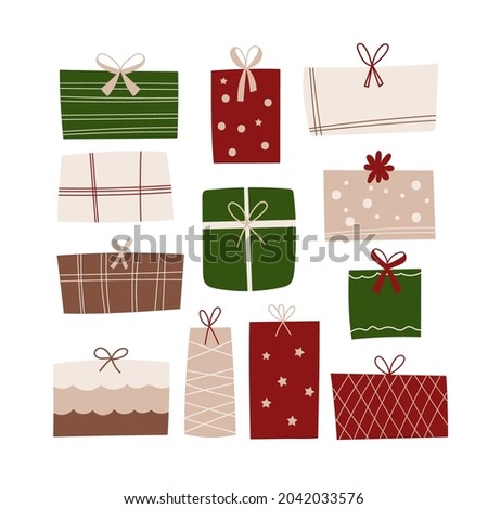 Christmas Gifts clipart set. Vector illustration.