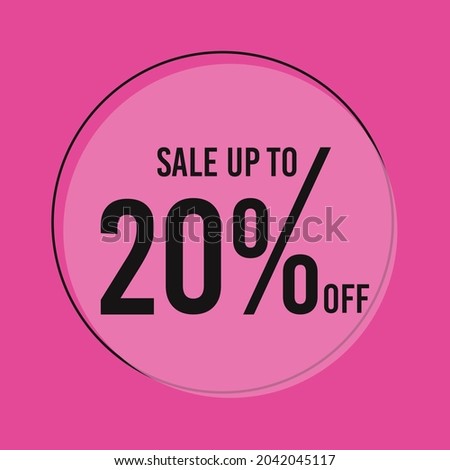 20 percent discount off pink circle. 20 percent off sale. Vector illustration.