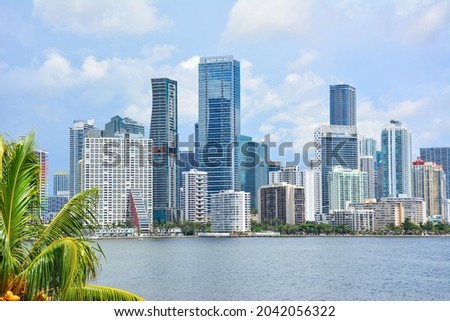 Downtown Miami skyline along waterfront in South Florida