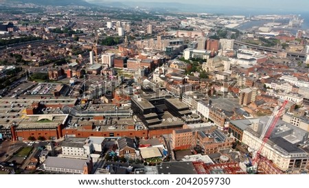 Aerial photo of Belfast City Skyline Cityscape Northern Ireland