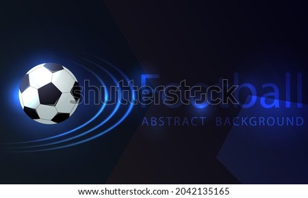 Poster, bright blue lights on a football. Abstract background.