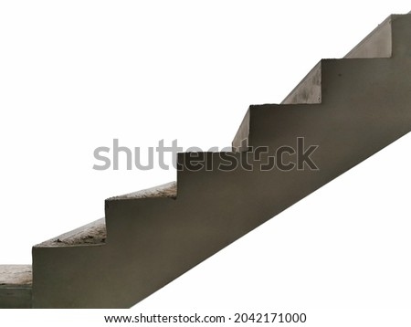 stairs with white background, stairs picture for editing, side view of concrete stairs