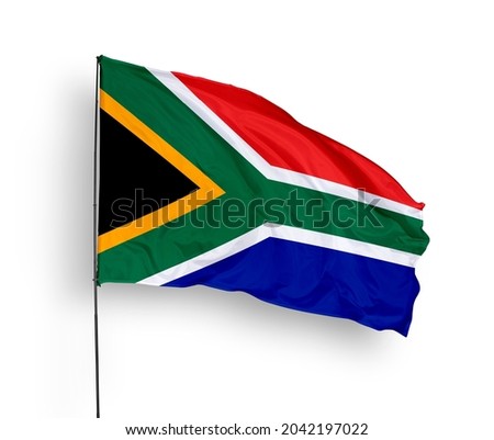South Africa flag isolated on white background with clipping path.