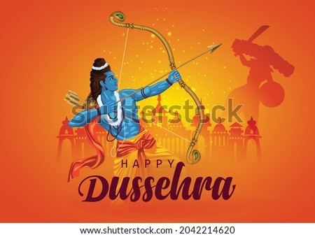 Happy Dussehra festival of India. of Lord Rama killing Ravana. vector illustration design Royalty-Free Stock Photo #2042214620