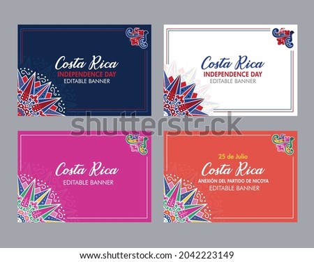 VECTORIAL BANNERS. Costa Rica Independence Day, Annexation of the Nicoya Party, Anexion al Partido de Nicoya, national celebrations, civic holidays, cultural events, Ox cart designs, carreta tipica Royalty-Free Stock Photo #2042223149