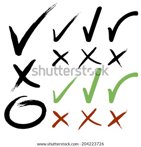 Hand drawn Check mark buttons. Vector illustration.