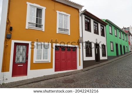 The colorful palaces of Angra do Heroismo, Terceira island, Azores