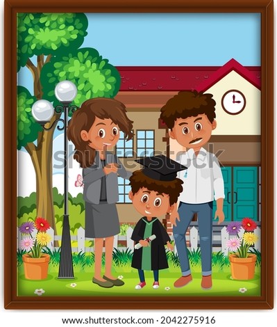 Happy family photo in a frame illustration