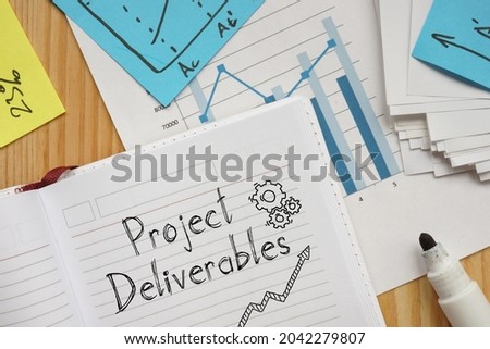 Project deliverables are shown on a business photo using the text