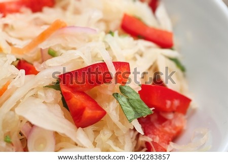 Tasty sauerkraut on plate, closeup