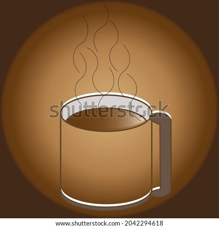 Cup with steaming, hot coffee. Vector illustration. Stock drawing.EPS10