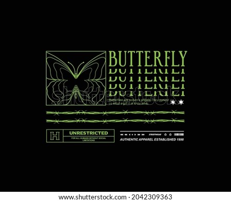 Butterfly Green Graphic Design for T Shirt Street Wear