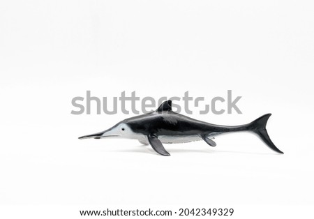 Realistic swordfish toy isolated on white background