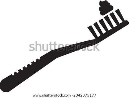 Vector icon of toothbrush with applied toothpaste portion.eps